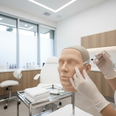 Professional aesthetic injector training in a modern medical spa training room