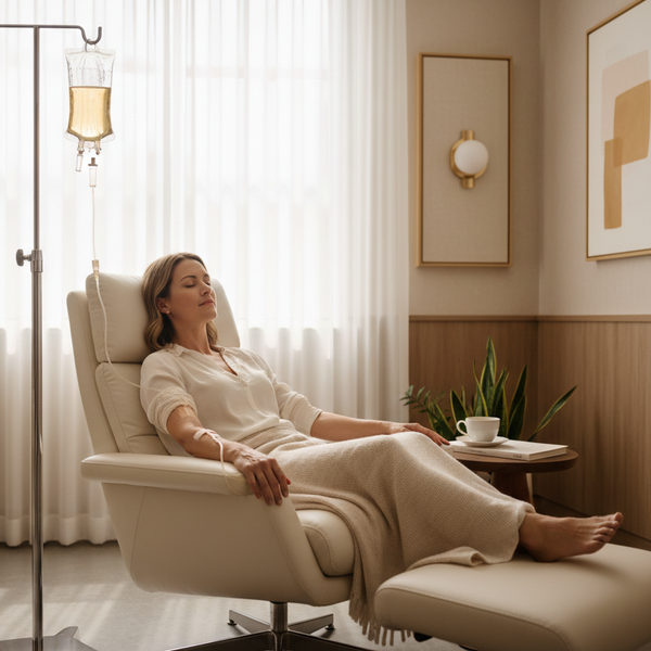 Premium IV hydration treatment in an elegant med spa clinic setting